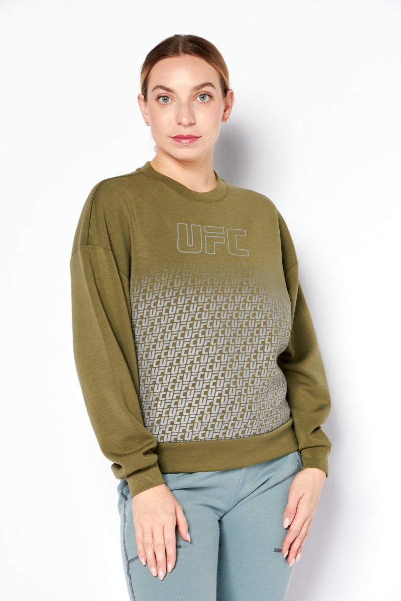 Ufc Women Sportswear Fit Long Sleeves Training Sweatshirt, Olive - Image 1