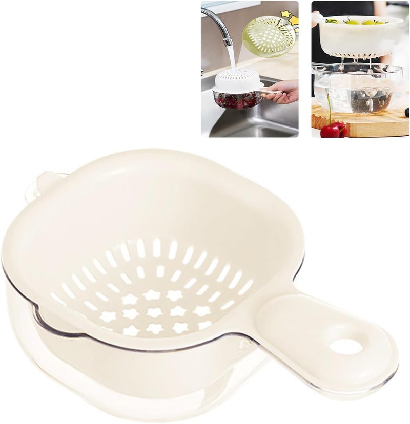MVM Enterprise Small Fruit Colander Fruit Rinser Strainer Container DualLayer Vegetable Cutting and Draining Basket Watermelon Bowl with Strainer for Mini Berry and Tomato Grape Washer 1 pcs - Image 1