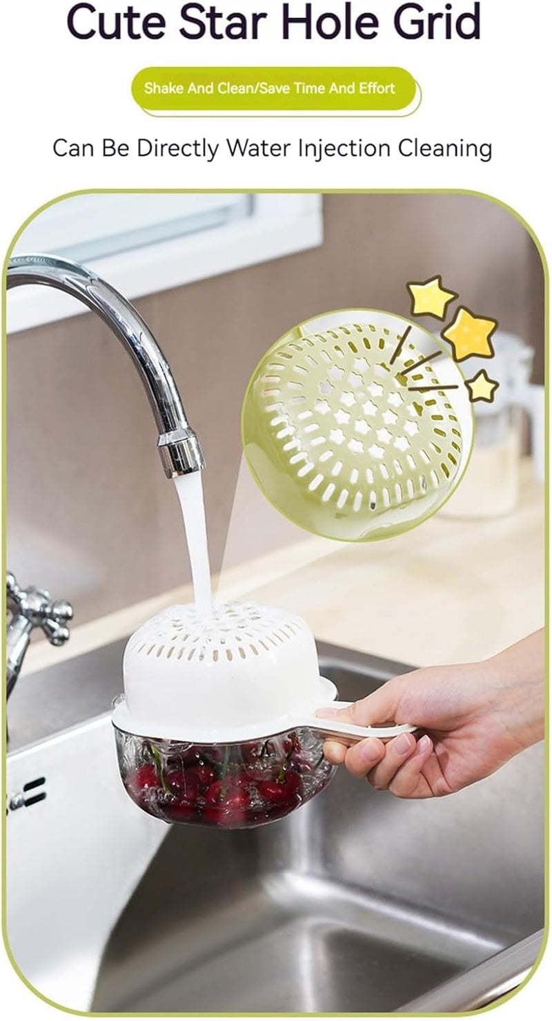 MVM Enterprise Small Fruit Colander Fruit Rinser Strainer Container DualLayer Vegetable Cutting and Draining Basket Watermelon Bowl with Strainer for Mini Berry and Tomato Grape Washer 1 pcs - Image 2