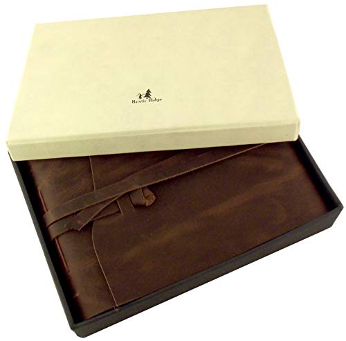 Rustic Ridge Leather Rustic Genuine Leather Scrapbook Photo Album with Gift Box - Scrapbook Style Pages - Holds 100 4x6 or 5x7 Photos - Memory Book - Image 2