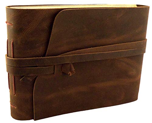 Rustic Ridge Leather Rustic Genuine Leather Scrapbook Photo Album with Gift Box - Scrapbook Style Pages - Holds 100 4x6 or 5x7 Photos - Memory Book - Image 1