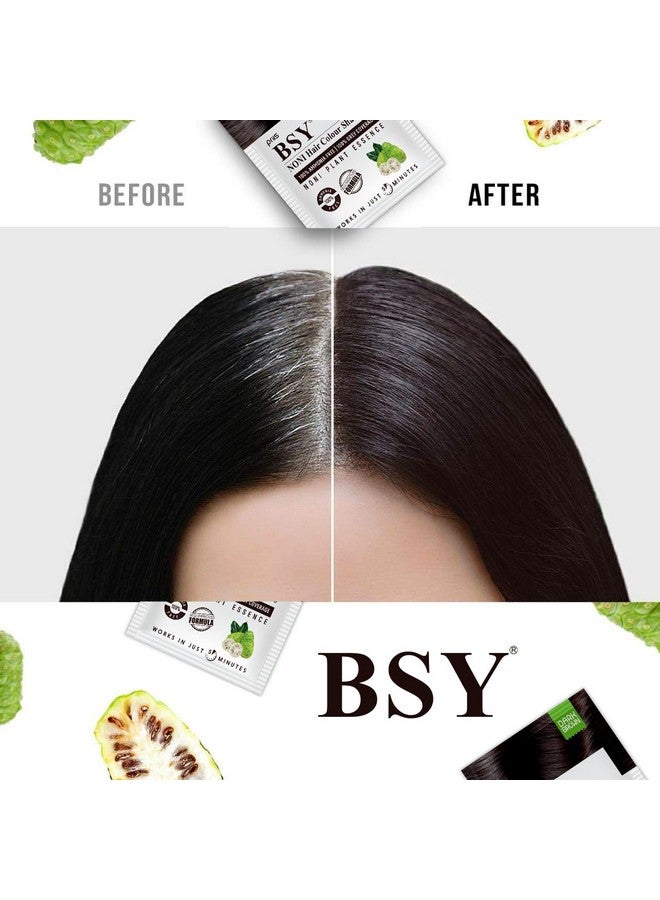 بي اس واي شامبو تلوين الشعر بنكهة نوني بني داكن من بي إس واي (20 مل × 12 كيسًا) | شامبو خالٍ من الأمونيا للرجال | شامبو صبغة الشعر الدائم الطبيعي البني الداكن للنساء | صبغة شعر بفاكهة النوني | شامبو تلوين الشعر - Image 5