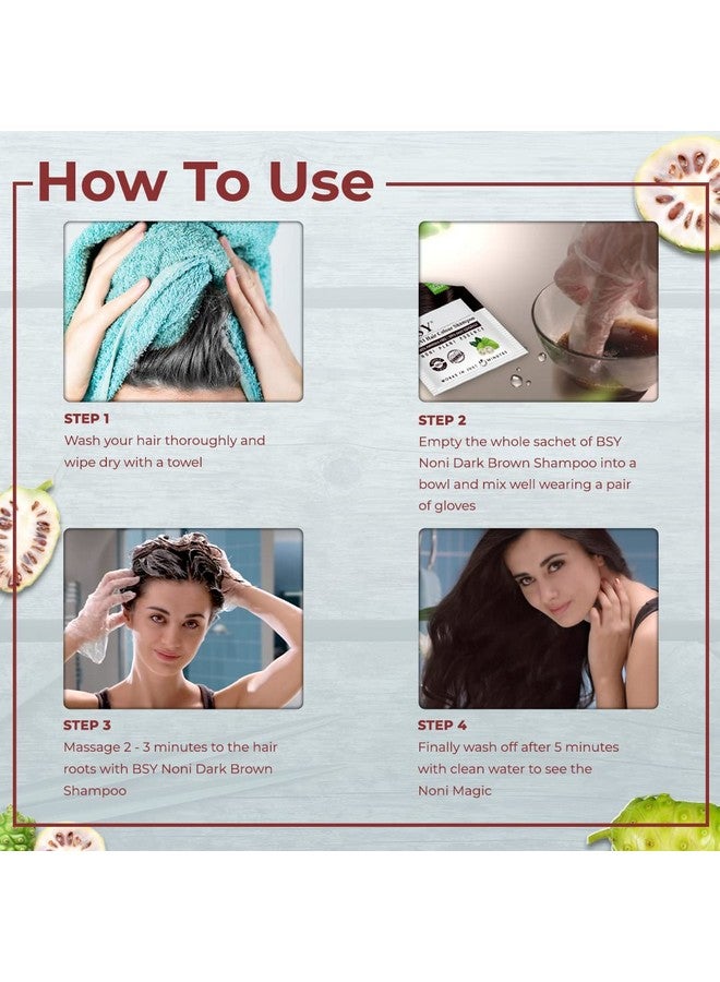 بي اس واي شامبو تلوين الشعر بنكهة نوني بني داكن من بي إس واي (20 مل × 12 كيسًا) | شامبو خالٍ من الأمونيا للرجال | شامبو صبغة الشعر الدائم الطبيعي البني الداكن للنساء | صبغة شعر بفاكهة النوني | شامبو تلوين الشعر - Image 4