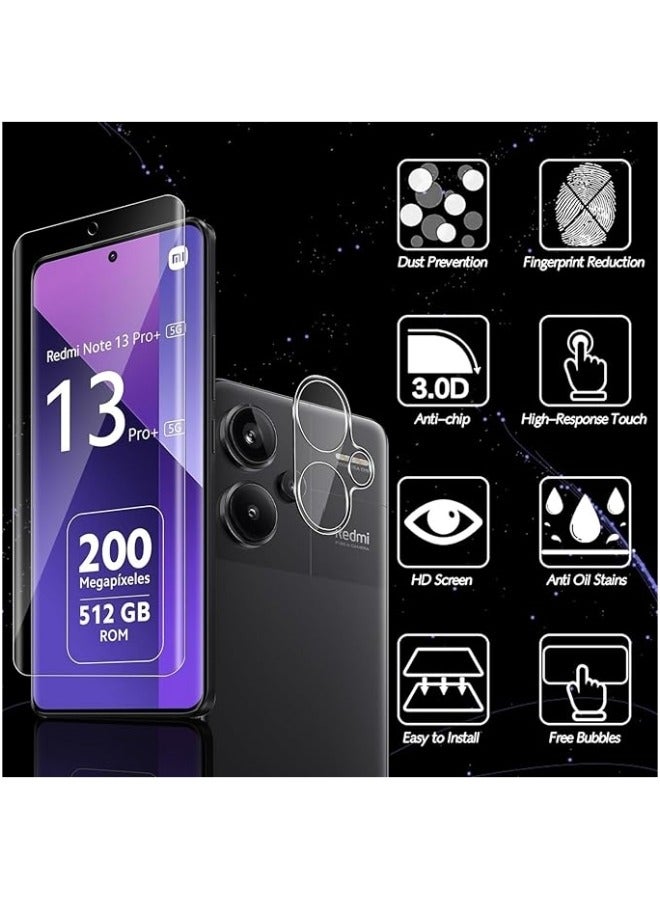 Compatible with Redmi Note 13 Pro Plus 【2+2 Pack】 TPU Flexible Screen Protector + Camera Lens Protector,9H Hardness HD Anti-Scratch Tempered Glass Bubble Free - Image 2