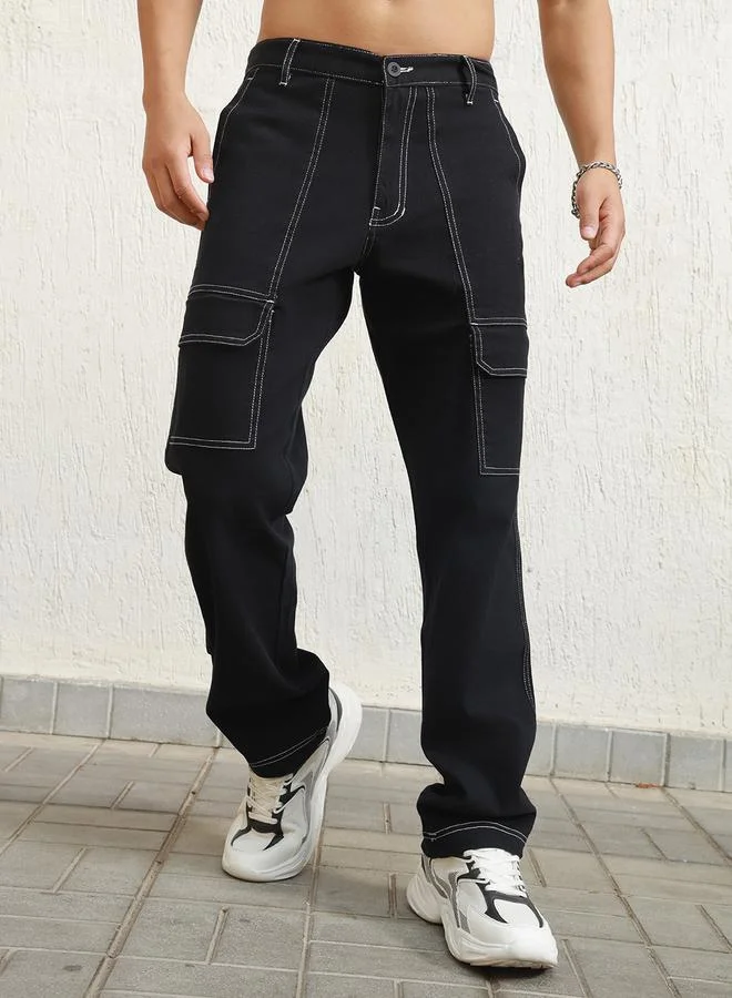 هوبرهولمي بنطال كارجو بقصة مريحة وتفاصيل مدروزة