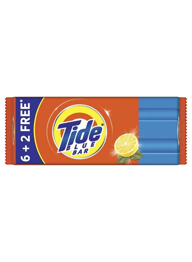 Tide Blue Detergent Bar Soap, Super Value Pack of 8 Bars, Removes Tough Stains, 1.6 kg - Image 1