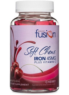 Bariatric Fusion Iron Soft Chew with Vitamin C | Cherry Flavored | Chewy Vitamin for Bariatric Patients | Gluten Free | Iron Supplement for Women and Men | 60 Count | 2 Month Supply  - Image 1