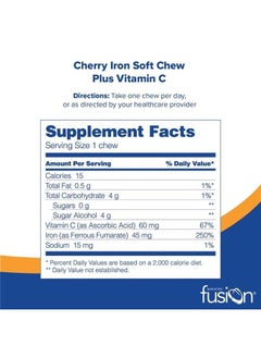Bariatric Fusion Iron Soft Chew with Vitamin C | Cherry Flavored | Chewy Vitamin for Bariatric Patients | Gluten Free | Iron Supplement for Women and Men | 60 Count | 2 Month Supply  - Image 2