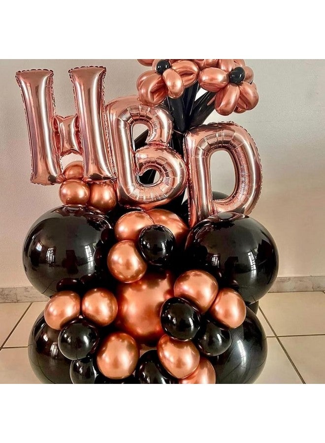 Biapian Rose Gold Black Balloons Set 60Pcs Metallic Rose Gold Birthday Balloons Pearl Rose Gold Confetti Balloons Matte Black Latex Balloons Party Balloons For Birthday Baby Shower Wedding Party Decoration - Image 5