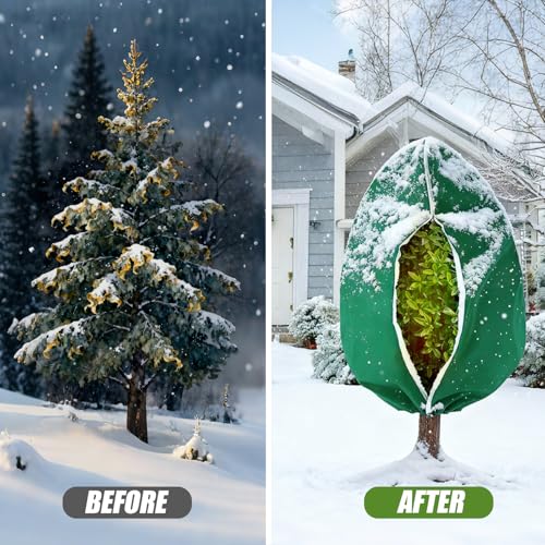 Clebay 5Pcs Plant Frost Protection Covers 23.6x31.5 Inches – Reusable Breathable Freeze Blankets with Drawstring, Waterproof Non-Woven Fabric Frost Cloth for Winter Plant, Shrub, Tree, and Garden Protection - Image 4