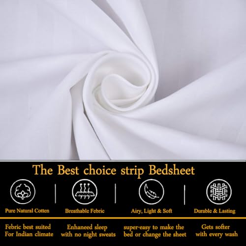 FRESH FROM LOOM Microfiber Wrinkle Resistant | Soft Skin Safe | Breathable King Size Flat Bedsheets | Hotel & Home | Double Bedsheet Set with 2 Pillow Covers (108x108 Inches White) - Image 3