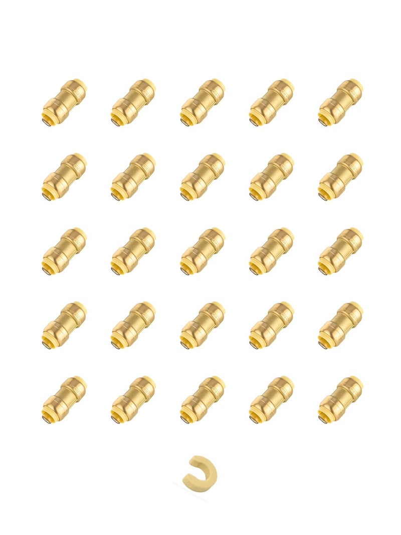 EFIELD Pack of 25 EFIELD 34Inch Straight Coupling PushFit Brass Fittings to Connect Pex Copper CPVC Tube with a Disconnect ClipPF00825PCS - Image 2