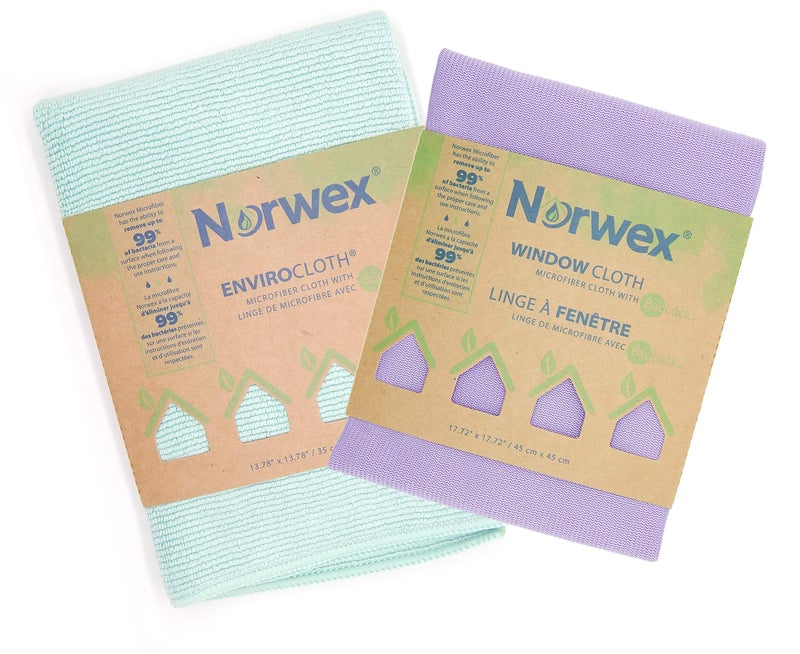 Norwex Basic Package Microfiber Glass Window Cleaning Cloth and Household Enviro Dusting Cloth Colors May Vary