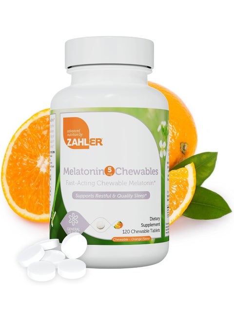 Zahler Melatonin 5mg Tablets - Fast-Acting Chewable Melatonin 5 mg Tablets - Delicious Orange Flavor - Supports Restful and Quality Sleep - Kosher Non GMO Made in USA Dietary Supplement, 120 Count