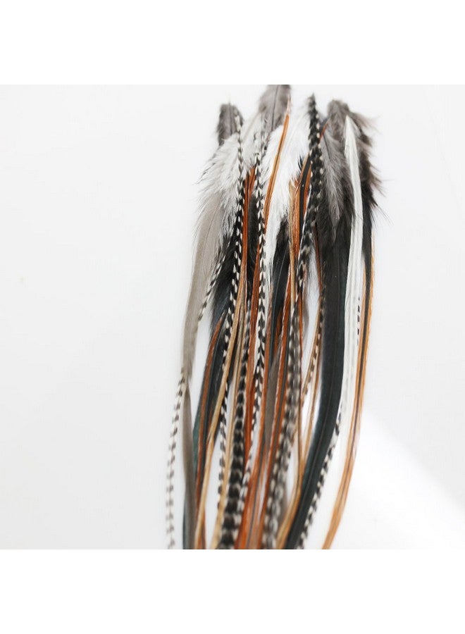 SEXY SPARKLES Feather Hair Extension - Natural Beige and Brown Feathers, All Individual Loose Feathers, Ranging From 8 to 12 Inches in Length, With a Total of 25 Feathers, Includes 10 Silicone Micro Beads - Image 4