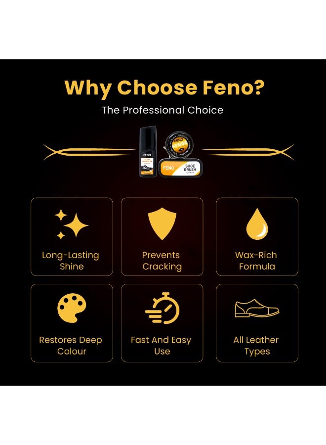 FENO Shoe Polish Kit, Complete footwear Care Set with Liquid Polish, Cream Polish & Brush, Instant Shine Kit for Leather Shoes, Travel Shoe Cleaning Set - Image 5