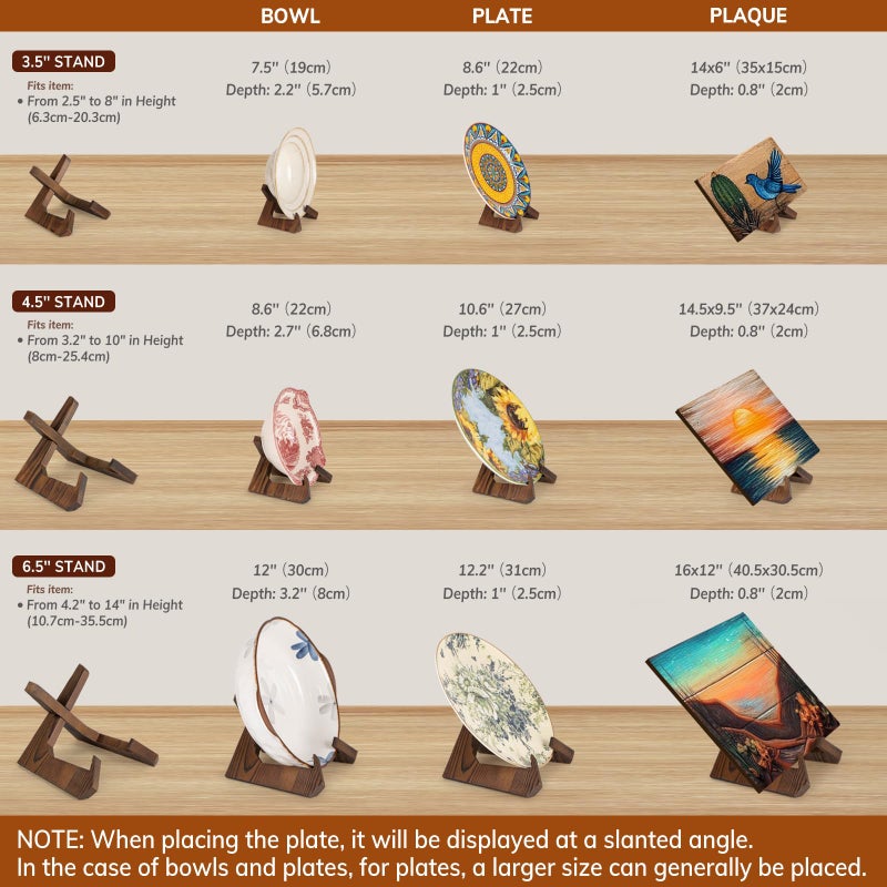 ANBOXIT Bowl Stands for Display, 6.5 Inch Plate Holder, Wooden Easel Frame Holder, Display Stand for Large Deep Platters and Dishes, 6.5" H x 9" W x 7.9" D (For Bowls under 5" in Depth) - Image 5