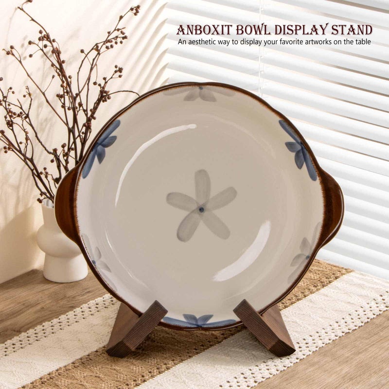 ANBOXIT Bowl Stands for Display, 6.5 Inch Plate Holder, Wooden Easel Frame Holder, Display Stand for Large Deep Platters and Dishes, 6.5" H x 9" W x 7.9" D (For Bowls under 5" in Depth) - Image 2