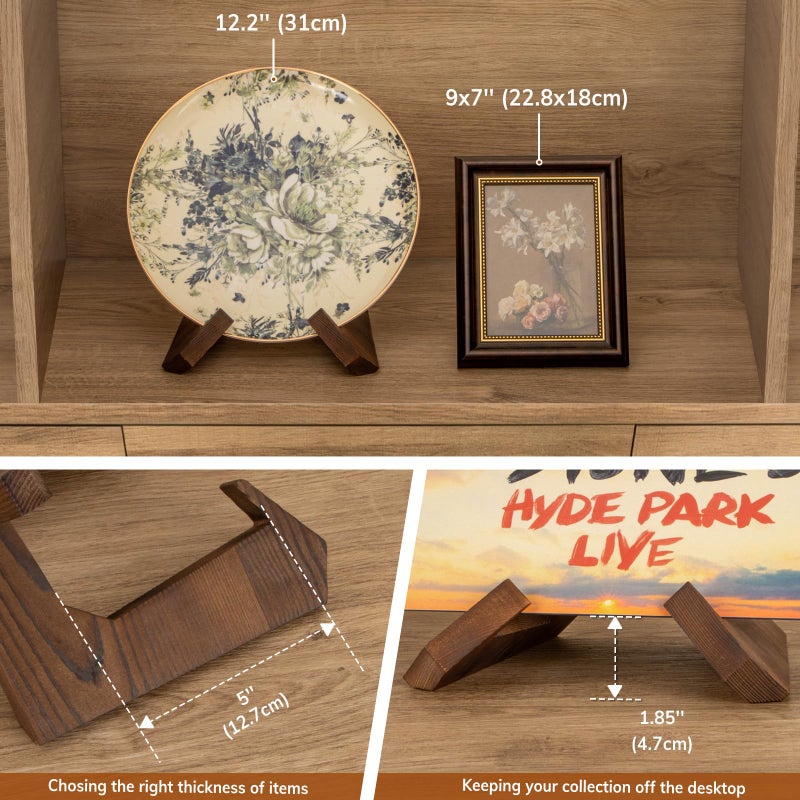 ANBOXIT Bowl Stands for Display, 6.5 Inch Plate Holder, Wooden Easel Frame Holder, Display Stand for Large Deep Platters and Dishes, 6.5" H x 9" W x 7.9" D (For Bowls under 5" in Depth) - Image 3