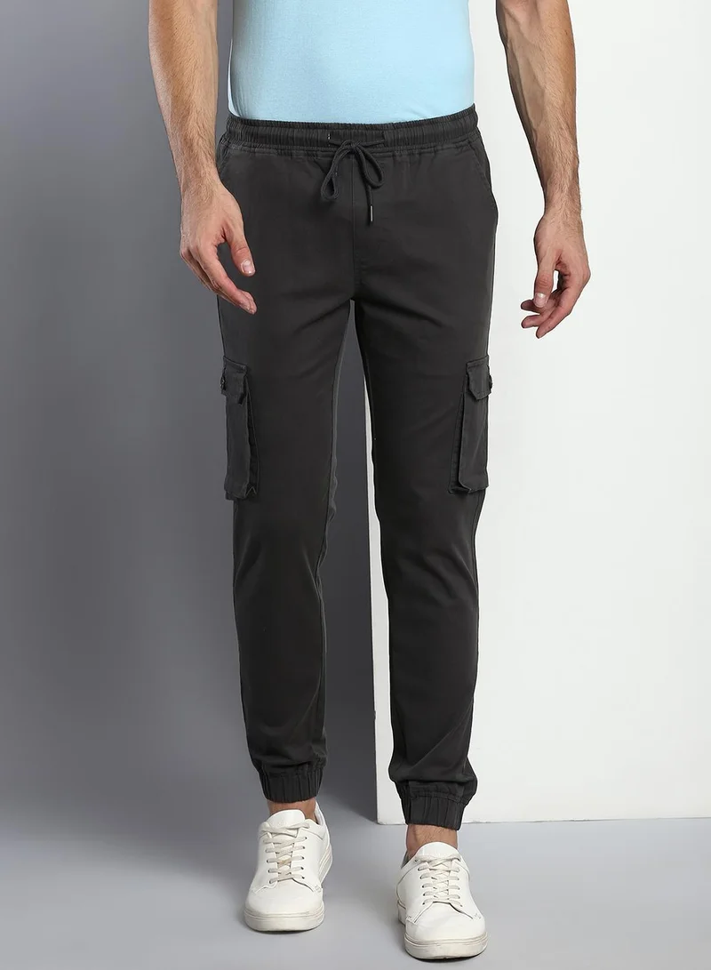 Dennis Lingo  Men's Charcoal Grey Tapered Fit Cargo Trousers - Stylish and Durable for Men | Best Price UAE