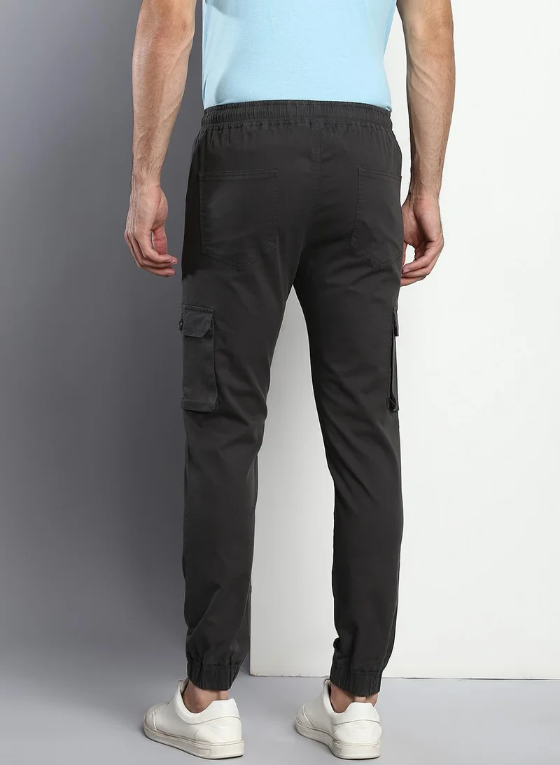 Dennis Lingo  Men's Charcoal Grey Tapered Fit Cargo Trousers - Stylish and Durable for Men | Best Price UAE
