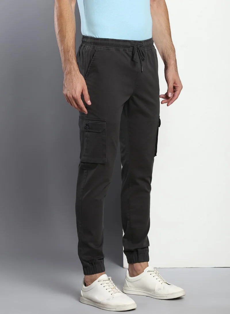Dennis Lingo  Men's Charcoal Grey Tapered Fit Cargo Trousers - Stylish and Durable for Men | Best Price UAE