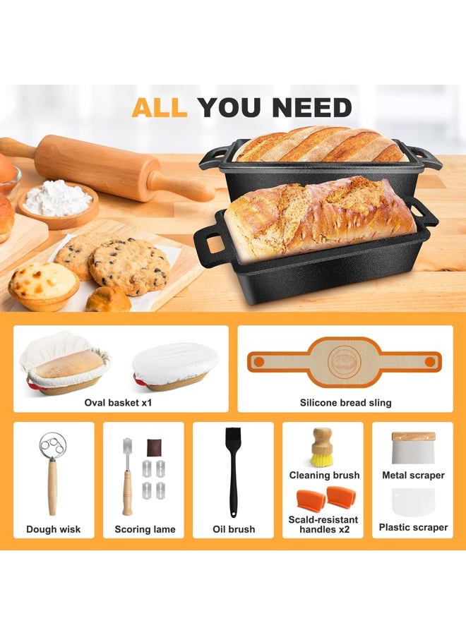MSJGA 9×5 Inch Cast Iron Loaf Pans with Lid for Bread Baking, 2 In 1 Bread Pan with Sourdough Bread Baking Supplies - Image 5
