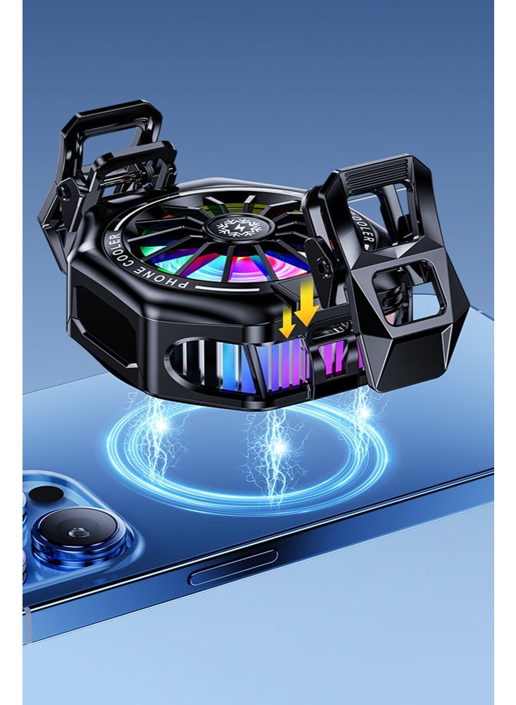 Phone Cooler, Phone Cooling Fan for Gaming, 2 Modes, Adsorption Design, Semiconductor Phone Cooler with RGB Light,Mini Phone Cooler for Mobile Phone Tablet PC - Image 4