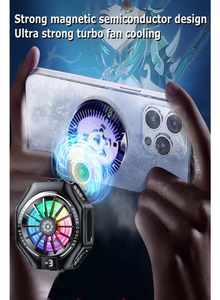 Phone Cooler, Phone Cooling Fan for Gaming, 2 Modes, Adsorption Design, Semiconductor Phone Cooler with RGB Light,Mini Phone Cooler for Mobile Phone Tablet PC - Image 3