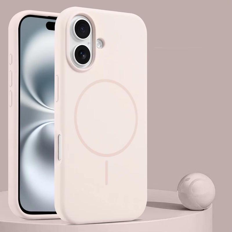 سيليكون غطاء سيليكون مغناطيسي فاخر لهاتف آيفون 17 وردي اللون متوافق مع سلسلة آيفون - مقاوم للصدمات، نحيف، ناعم الملمس، مع دعم الشحن اللاسلكي المغناطيسي - Image 2