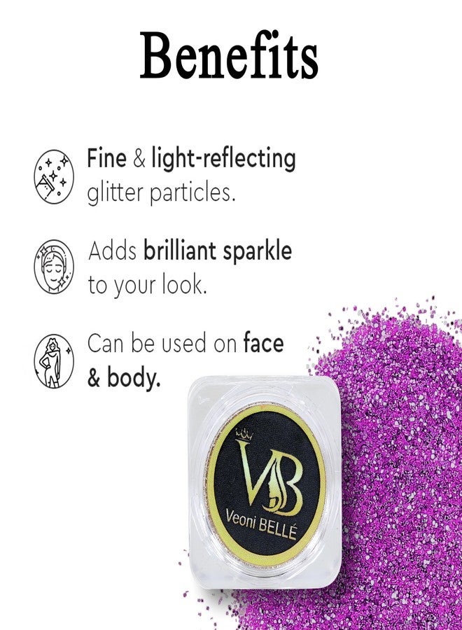 Veoni Belle HD Holographic loose Glitter eyeshadow for eye makeup -Sapphire Pink (5g) - Image 5