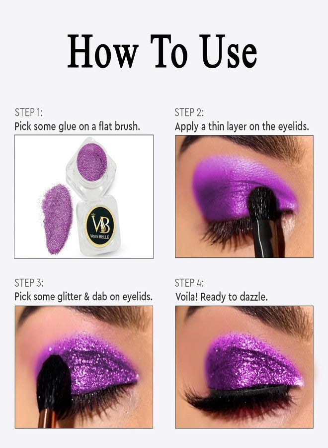 Veoni Belle HD Holographic loose Glitter eyeshadow for eye makeup -Sapphire Pink (5g) - Image 2