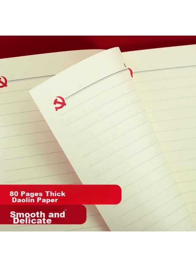 Uhoo Party Member Study Notebook, Party Member Notebook, A5/80 Sheets, 1 Pack, Business Meeting Minutes Diary, Red 0002 - Image 3