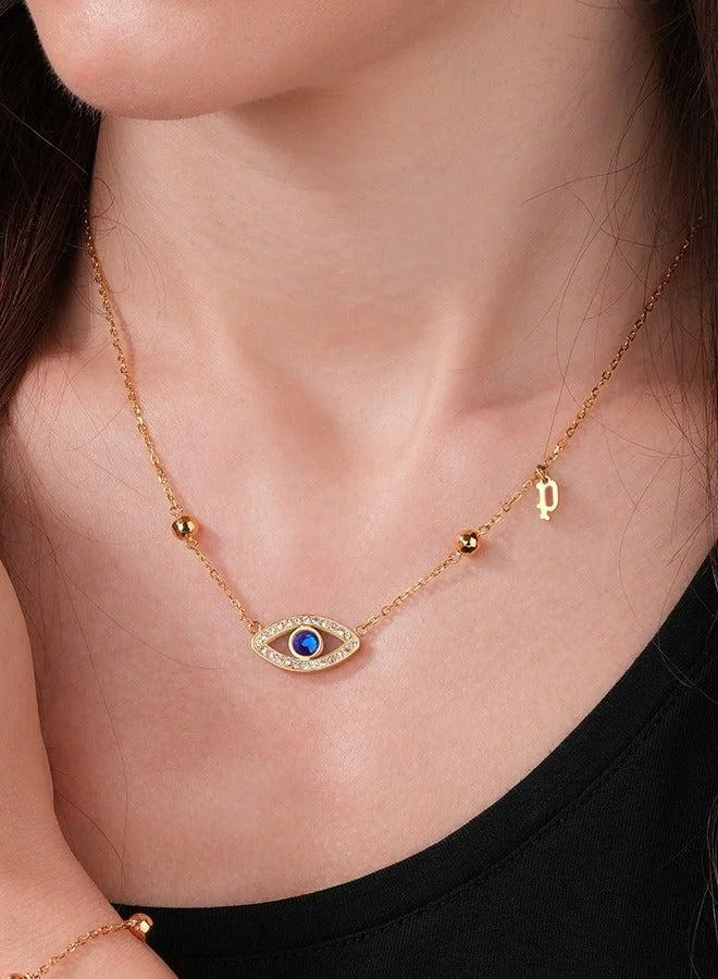 بوليس Eye Gold Plated Ladies Necklace With Blue and White Crystals 450+50MMPEJLN0003104