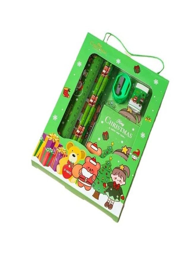 AMYCAUR 6-in-1 Stationery Kit Set Christmas Stationery Set for Kids | Christmas Theme Pencil, Eraser, Diary, Ruler, Sharpener Set | New Year Gift Merry X-Max Return Gift for Kids (1 Set) - Image 1