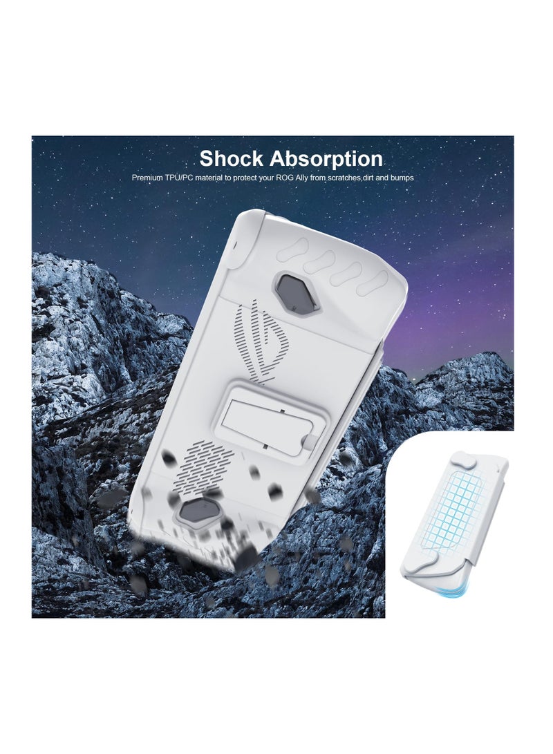 Excefore Full Case for ASUS Rog Ally 2023, Protective Case Skin with Detachable Front Shell Cover and Kickstand for Rog Ally, Shockproof Non-Slip Anti-Collision, White - Image 4