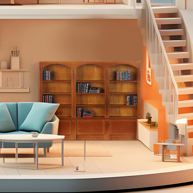 Chivertion 1:12 Scale Dollhouse Miniature Wooden Bookshelf with 48 Pcs Miniatures Books, Mini Bookcase Tiny Books for Dollhouse Mini Library Furniture Decoration Gift(Brown) - Image 4