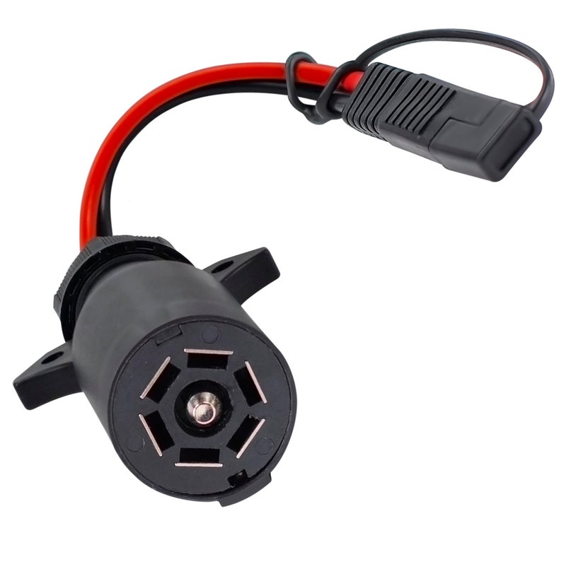 موصل VIAIR 7Way للطاقة 7Way موصل مقطورة إلى موصل 2Pin SAE مع سلك 12 Gauge متوافق مع Smart Connect مزود بالطاقة 12V لضاغط الهواء شاحنة RV قارب ATV محول وصلة السحب