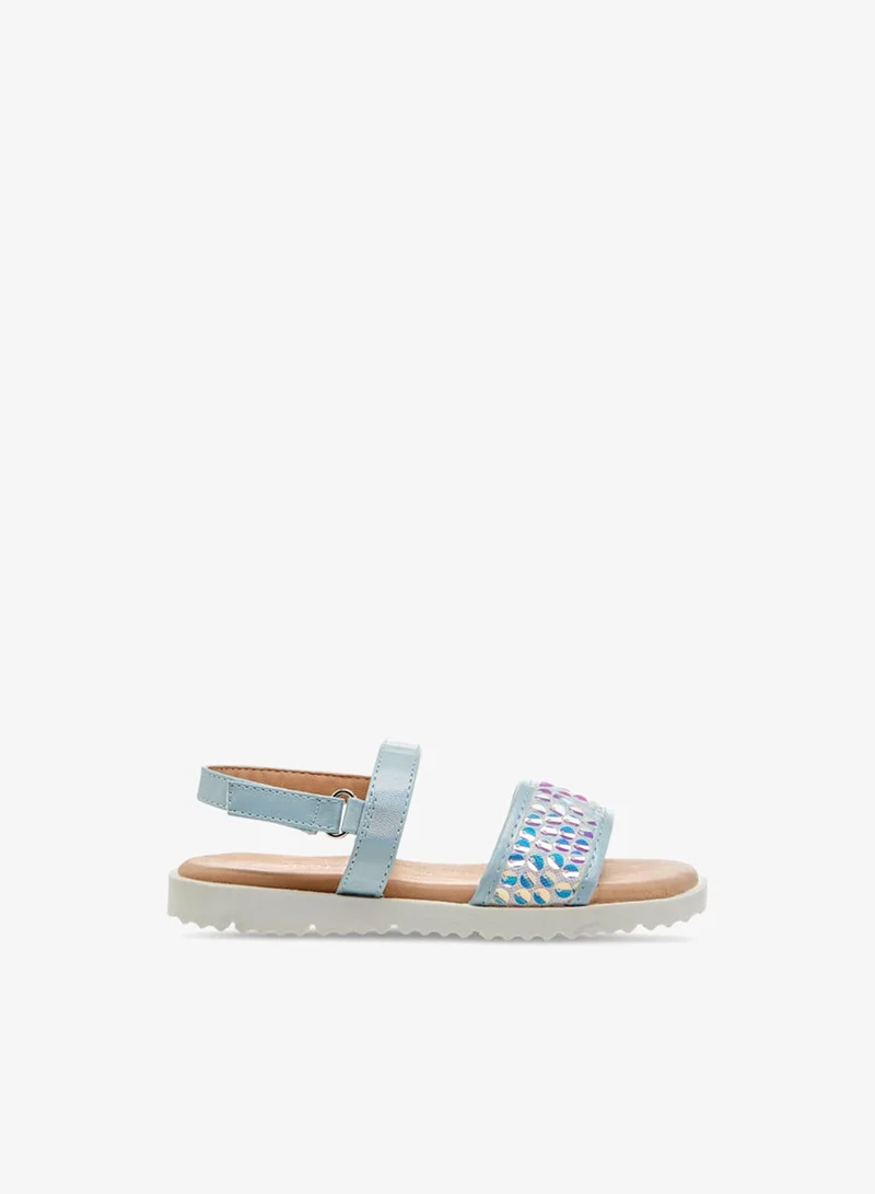 JUNIORS Girls Sequin Embellished Strappy Sandals with Hook and Loop Closure Ramadan Collection