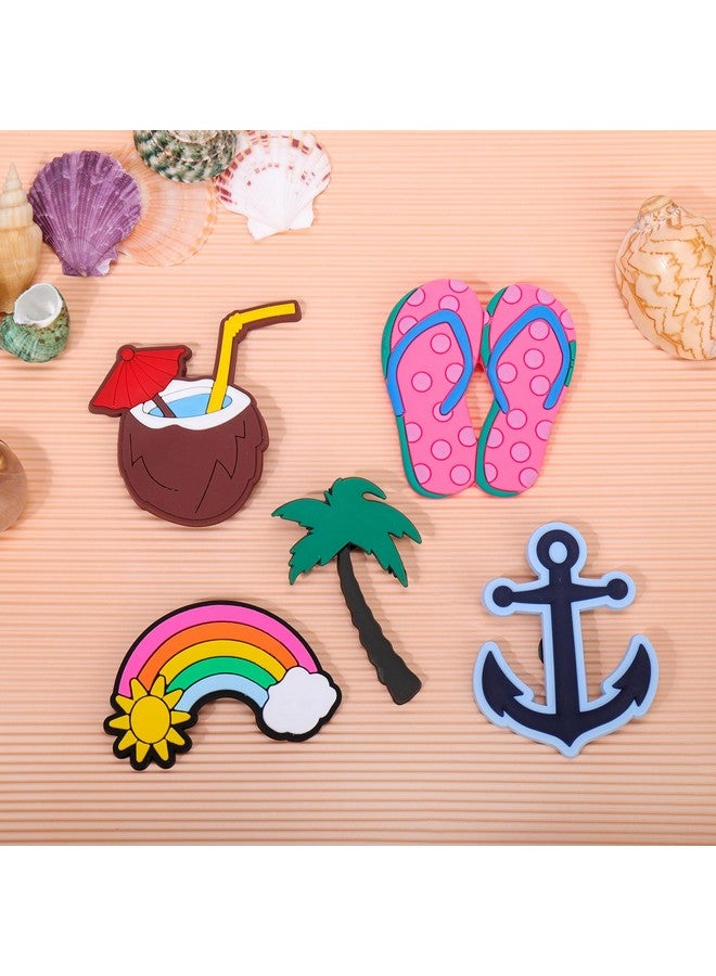 Mity Rain 5 Pcs Beach Charms Compatible With Bogg Bag, Silicone Hawaii Accessories Charm With Sturdy Clips, Decorative Accessories Inserts Anchor/Coconut/Palm/Slipper/Rainbow Charms For Beach Totes  - Image 2