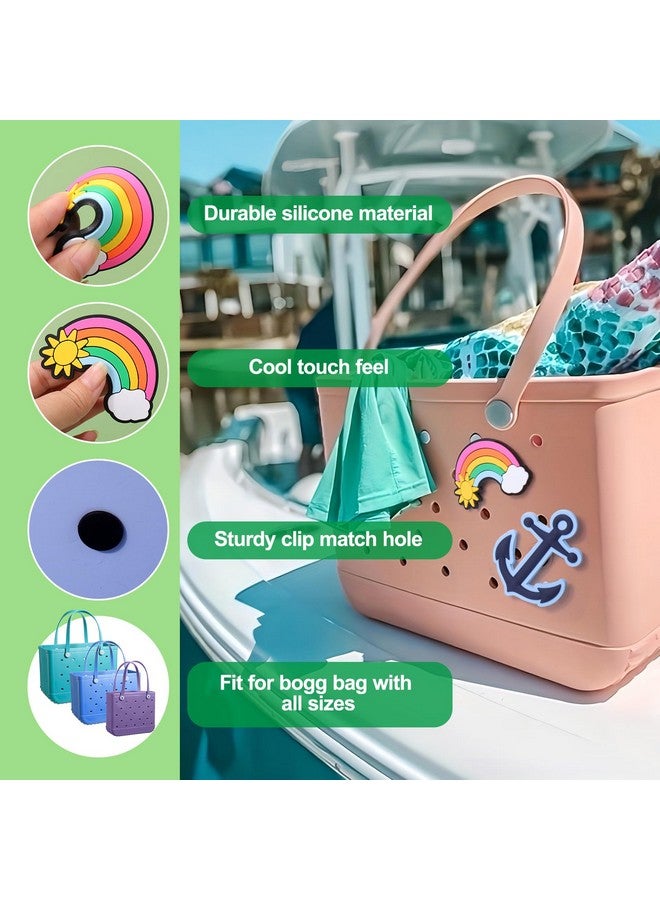 Mity Rain 5 Pcs Beach Charms Compatible With Bogg Bag, Silicone Hawaii Accessories Charm With Sturdy Clips, Decorative Accessories Inserts Anchor/Coconut/Palm/Slipper/Rainbow Charms For Beach Totes  - Image 4