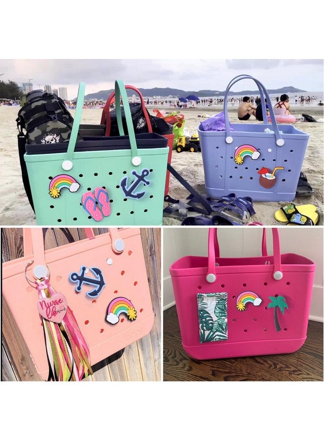 Mity Rain 5 Pcs Beach Charms Compatible With Bogg Bag, Silicone Hawaii Accessories Charm With Sturdy Clips, Decorative Accessories Inserts Anchor/Coconut/Palm/Slipper/Rainbow Charms For Beach Totes  - Image 3