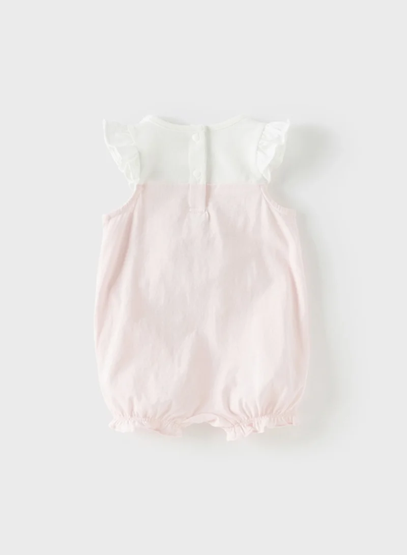 Dave & Bella Baby Girl Cotton Romper with 3d Heart detail