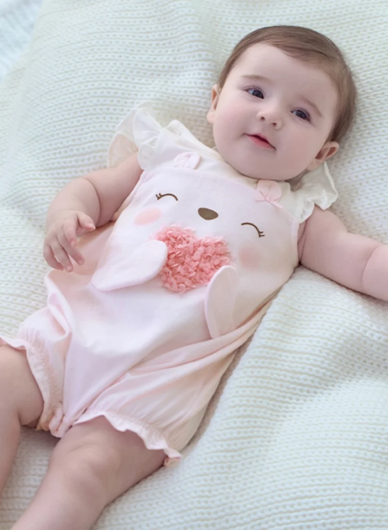 Dave & Bella Baby Girl Cotton Romper with 3d Heart detail