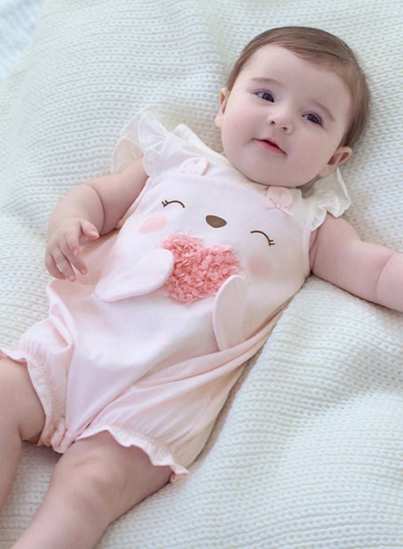 Dave & Bella Baby Girl Cotton Romper with 3d Heart detail - Image 3