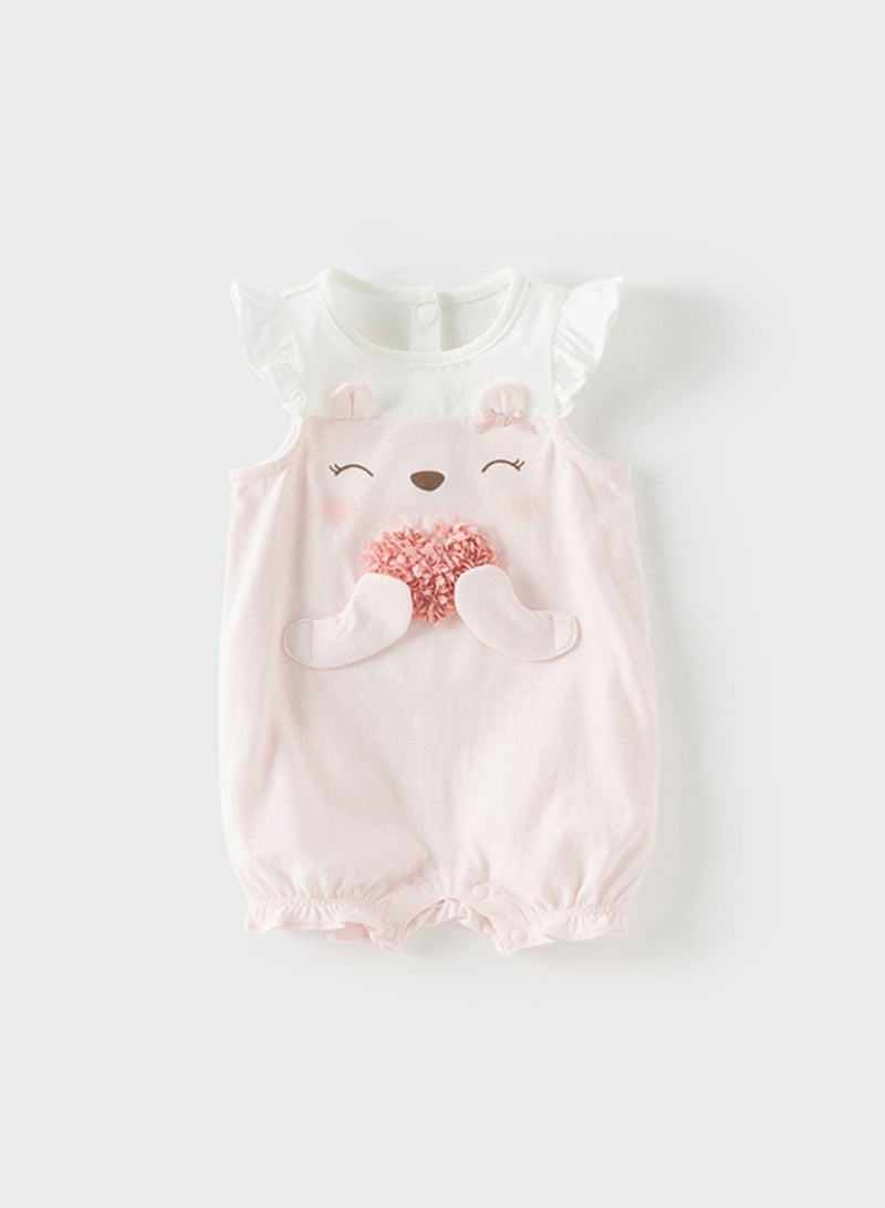 Dave & Bella Baby Girl Cotton Romper with 3d Heart detail - Image 4