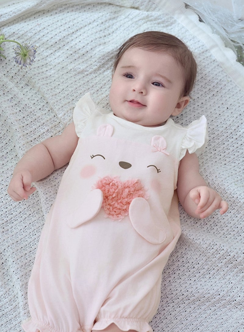 Dave & Bella Baby Girl Cotton Romper with 3d Heart detail - Image 2