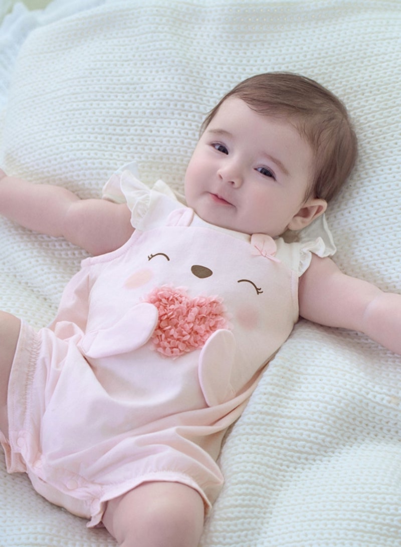 Dave & Bella Baby Girl Cotton Romper with 3d Heart detail - Image 1