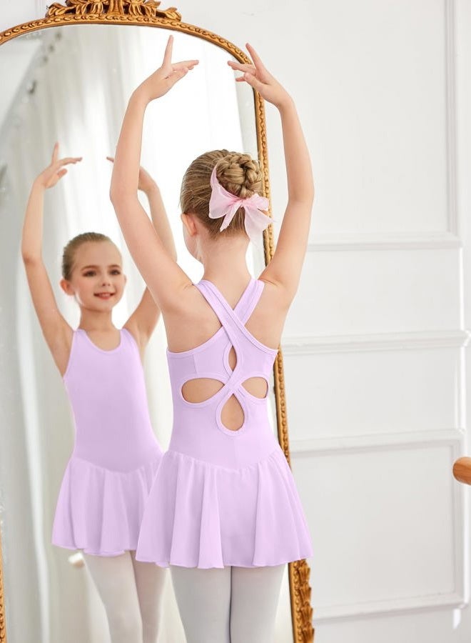 Arshiner Kid Girls Hollow Back Ballet Leotard with Skirt Sleeveless Dance Dresses - Image 3
