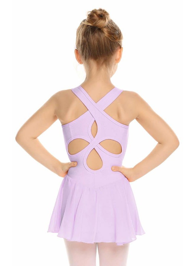 Arshiner Kid Girls Hollow Back Ballet Leotard with Skirt Sleeveless Dance Dresses - Image 1